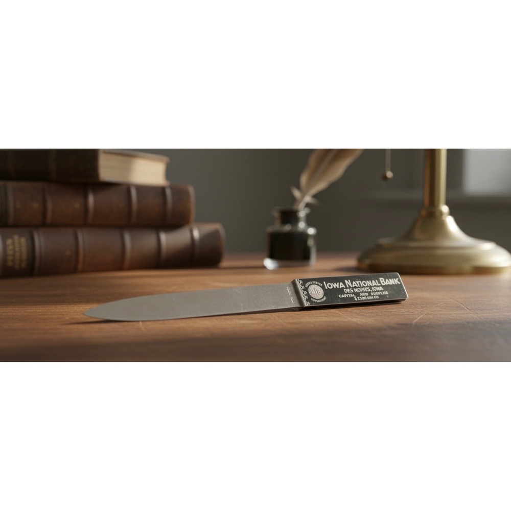 Vintage D Peres Solingen Iowa National Bank Letter Opener Des Moines Germany